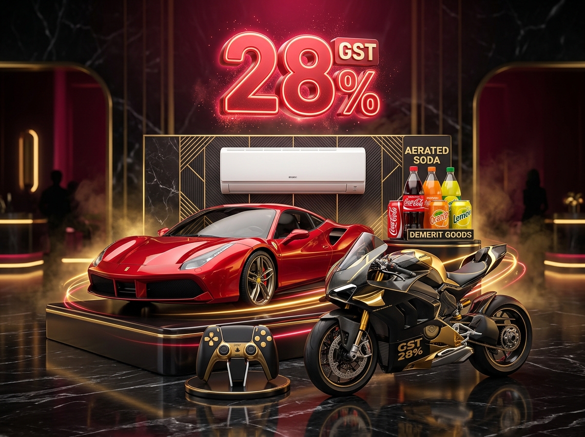 28% GST Rate Luxury & Demerit Goods Illustration